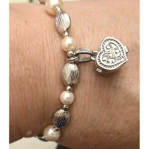 Phil. 4:6 & 7 NWT Valerie Cultured Freshwater Pearls Beaded Bracelet With Locket